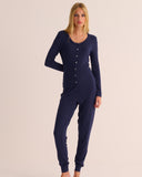 Navy Ribbed Soft Modal Cardigan and Cuffed Leggings Set
