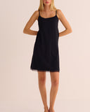 Black Modal Nightdress with Lace Trim