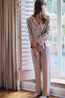 Soft Beige Classic Silk Pyjama Set