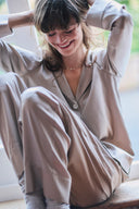 Soft Beige Classic Silk Pyjama Set