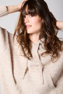 Oatmeal Alpaca Longline Jumper Dress, fabric and design detail