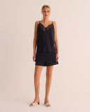 Mamu organic silk shorts designed with a smooth waistband. 