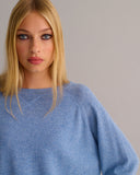 Mamu blue cashmere sweathsirt with a relaxed soft-touch feel. 