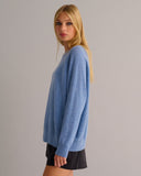 Mamu blue cashmere sweatshirt with super soft feel and silk inner. 