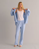 Mamu striped organic brushed cotton pyjama set with button front. 