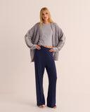 Mamu brushed alpaca cardigan with ivory stitch detail. 