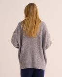 Mamu mid length brushed alpaca cardigan with ivory stitch detail. 