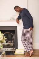 Grey and blue check bottoms