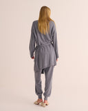 Mamu grey 100% pure cashmere robe with a soft feel touch. 