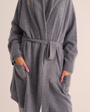 Mamu grey 100% cashmere robe with deep pockets for functionality. 
