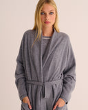 Mamu grey 100% cashmere robe with a relaxed drape. 