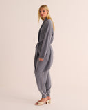 Mamu grey 100% cashmere robe mid length for home and popping out. 
