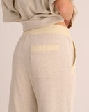 Mamu signature organic cotton wide-leg joggers drape with back pocket for mobile phone. 