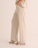 Mamu signature organic cotton wide-leg joggers with rib detailing. 