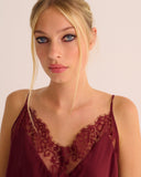 Mamu organic stretch silk camisole with lace trim and adjustable straps. 