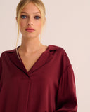 Mamu  100% organic stretch silk oversized retro shirt.  