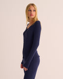 Mamu ribbed cardigan crafted from sustainable modal jersey with button front. 