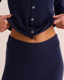 Model wears soft modal cardigan