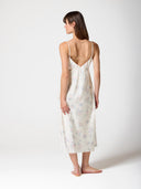 Vintage Print Stretch Satin Slip Dress, back view