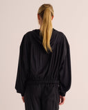 Mamu silk bomber jacket crafted from our signature 100% organic stretch silk.  with pleated back. 