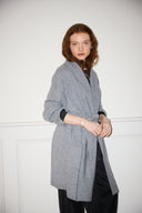 Silver grey cashmere robe  model side
