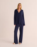 Mamu Navy Ribbed Retro shirt in soft modal jersey
